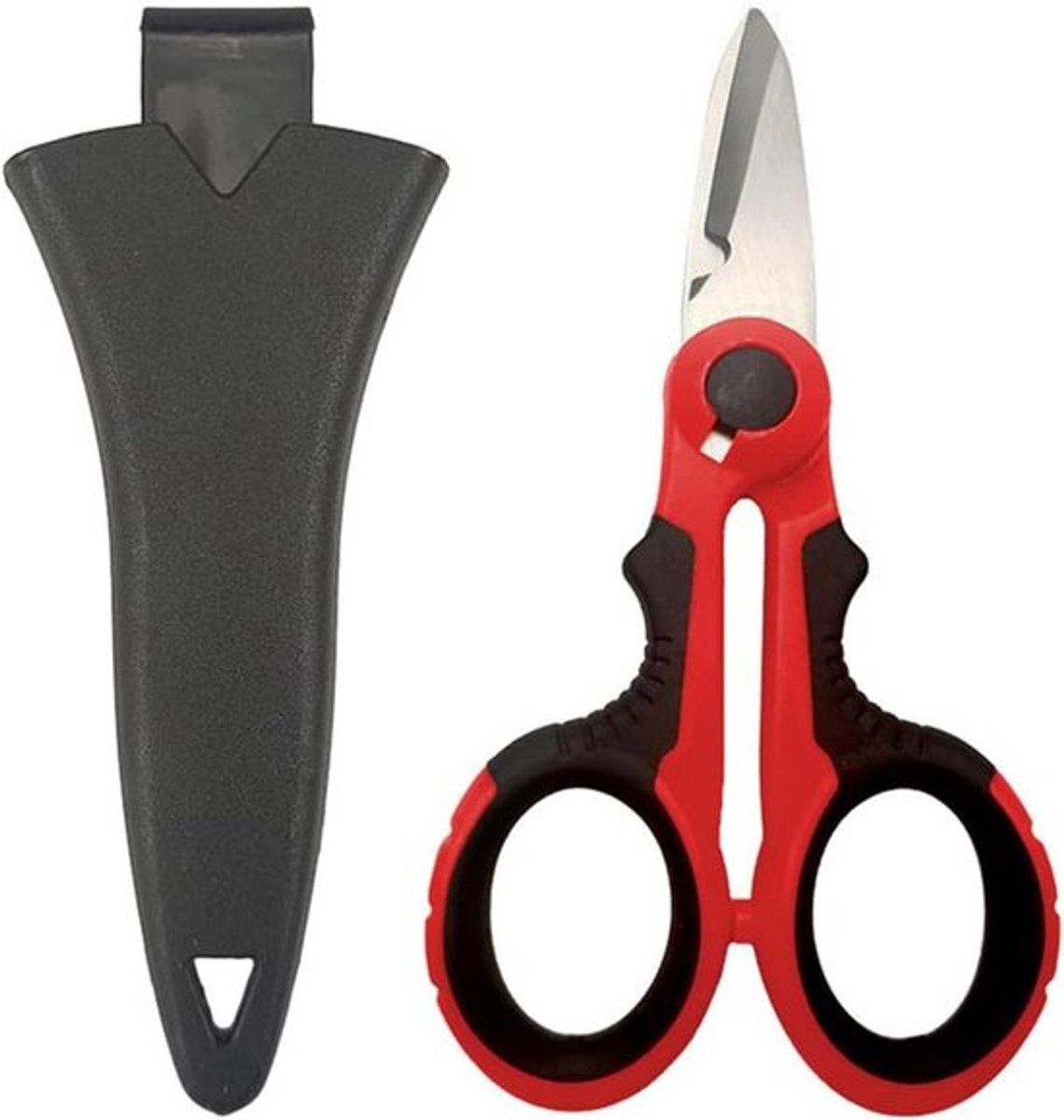 Elektrische Scharen met Beschermhoes, Antislip Handvat en Zachte Rubber Grip voor Visserslijn en Draadgaas (Rood)