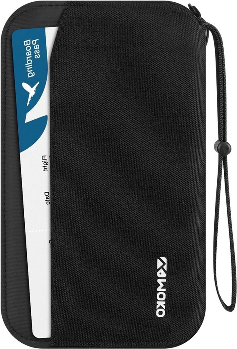 RFID Paspoort Houder voor Dames en Heren, Reishouder met Meerdere Compartimenten voor Documenten, ID, Kaarten en Sleutels, Zwart