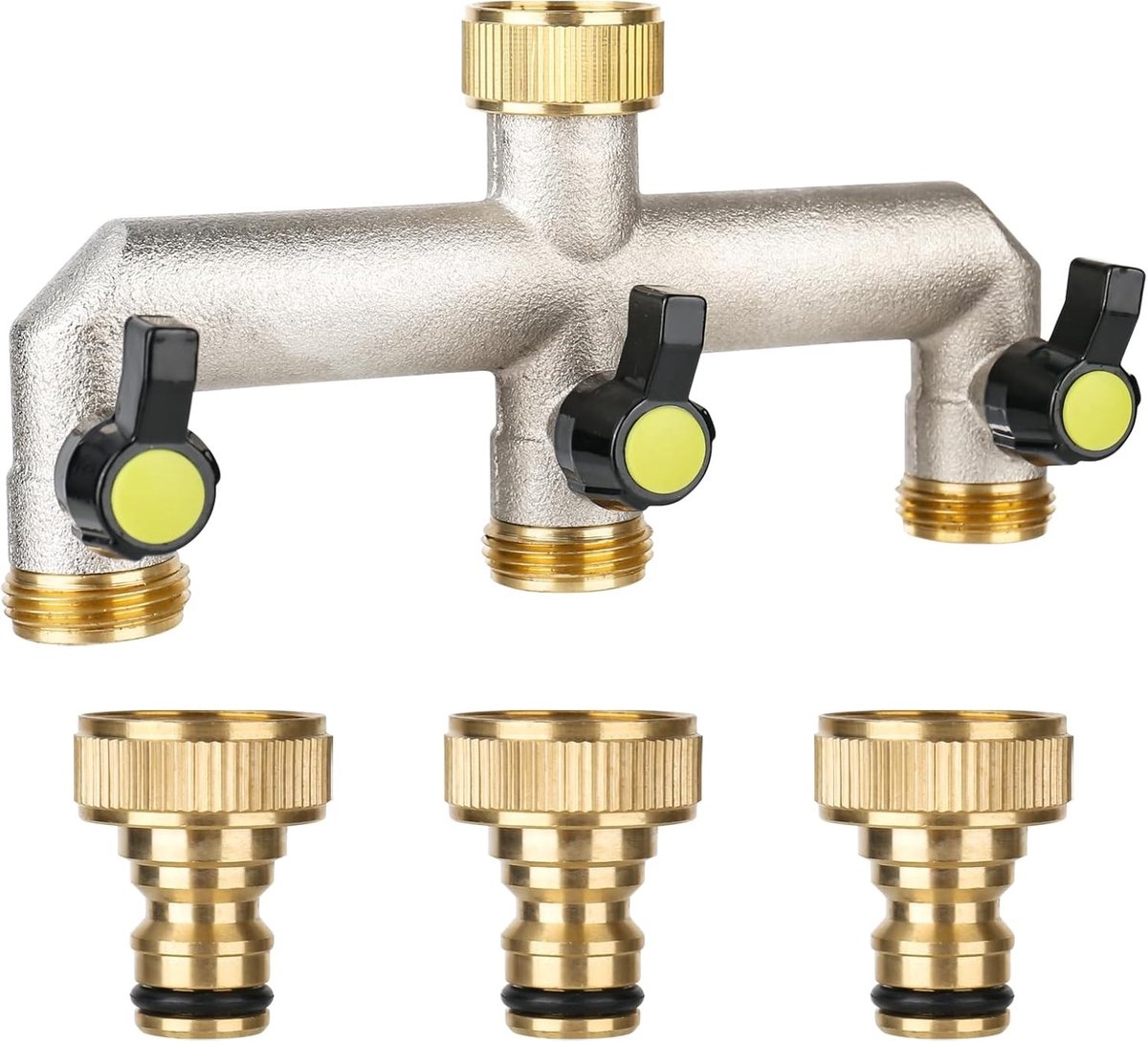 Waterverdeler - Messing - 3/4 inch - Kogelkraan voor Individuele Waterregeling - Voor Tuin en Buiten