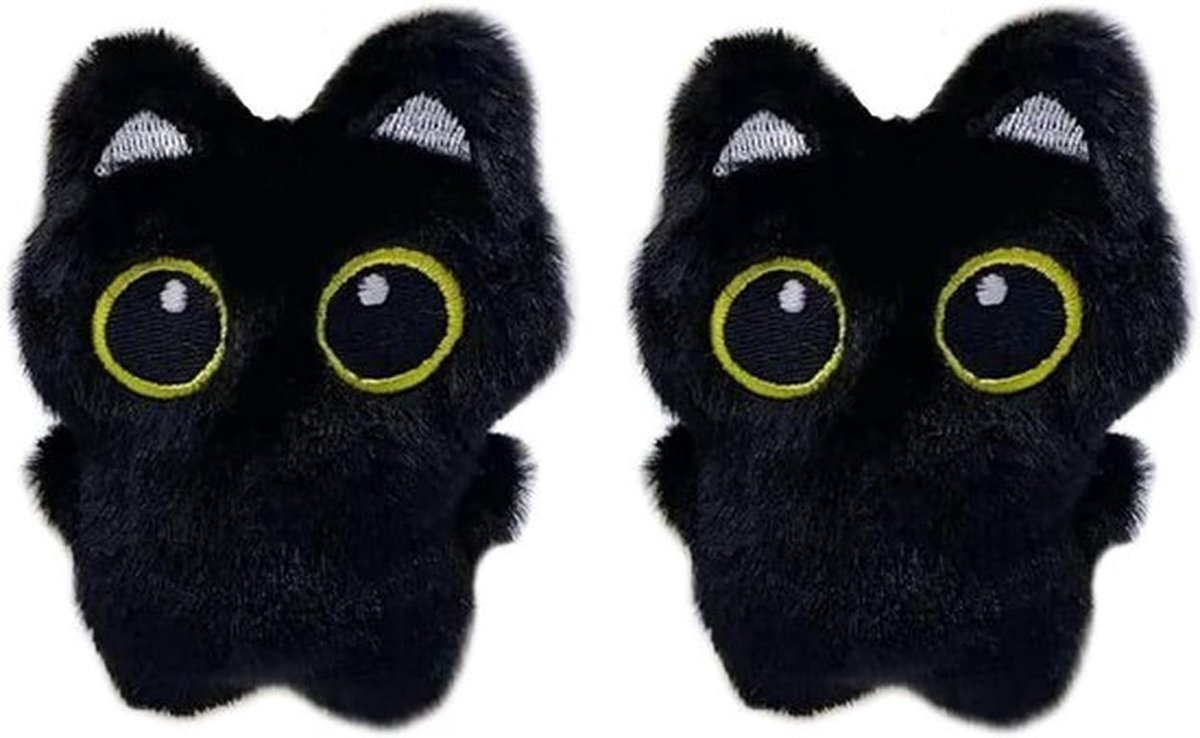 Zwarte Kat Pluche Hangers en Sleutelhanger met Pluche Pendant voor Rugzak - Schattige Kattenaccessoires