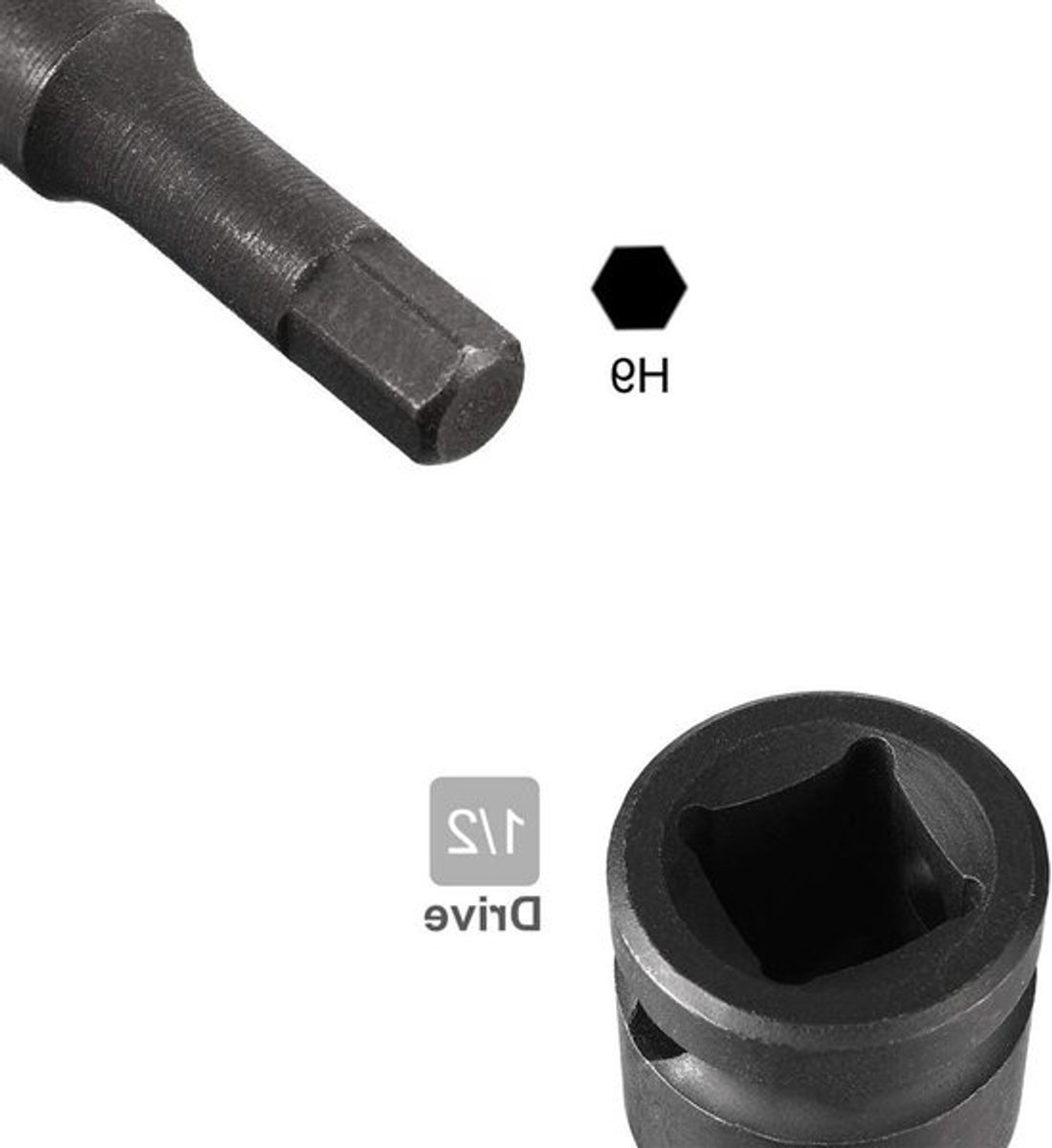 Hex Bit Socket 1/2" Drive H9 (9mm) - Premium CR-MO Stalen Bits voor Moment Sleutel, Ratelsleutel en Klopboormachine - 78mm Lengte voor Optimale Kracht