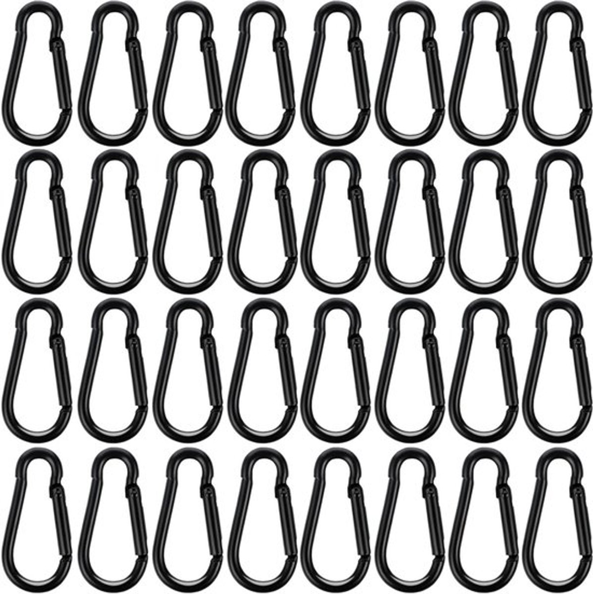 Set van 50 kleine karabijnhaken 40 x 3,6 mm zwart aluminium voor sleutelhanger, rugzak, camping en wandelen