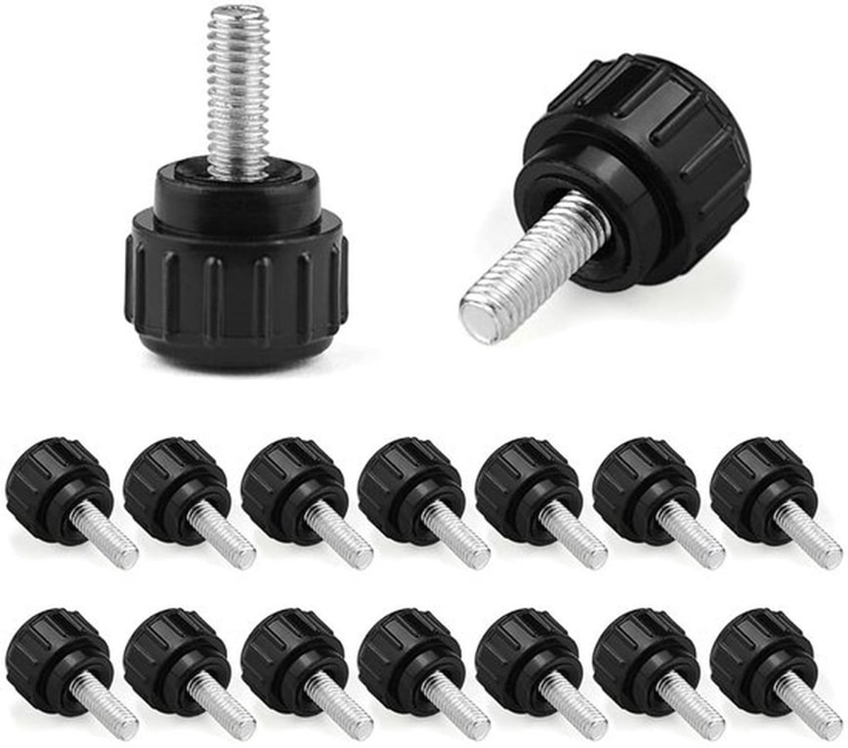 Knurled schroeven set van 16 stuks, M4 x 10mm, carbon staal, met draad, voor mechanische toepassingen en vervangingen