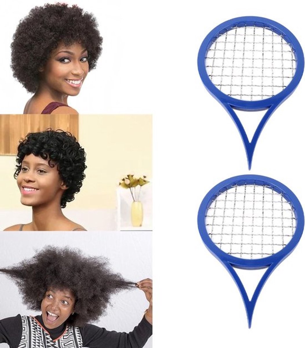 Haarborstel voor Mannen met Krullend Haar - Twist Comb voor Afro Styling - Set van 2 in Blauw