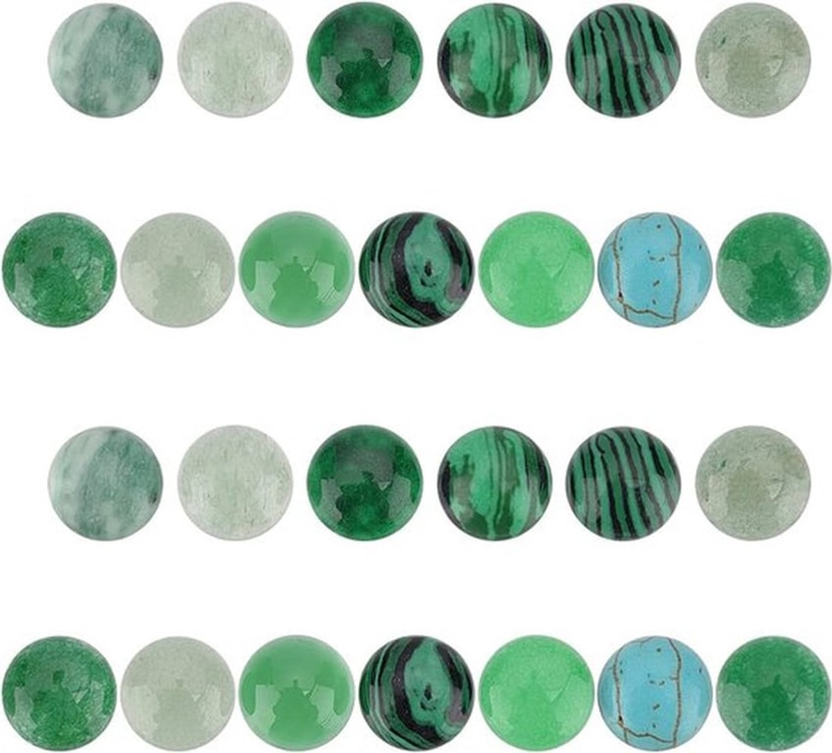 26 Stuks Natuurlijke Edelsteen Cabochons in 13 Stijlen - 10mm Ronde Dome Groene Aventurijn, Jade en Agaat voor Oorbellen en Kettingen
