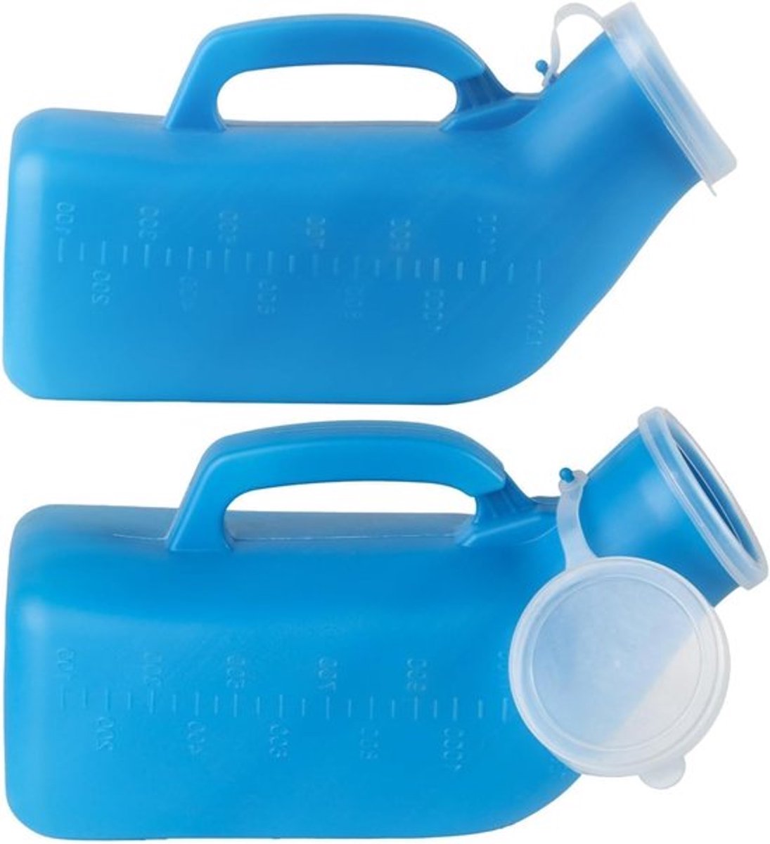 Set van 2 Herbruikbare Urineflessen voor Mannen - 1.2L Lekvrije Plastic Container voor Reizen en Kamperen, Draagbare Plaskoker voor Onderweg