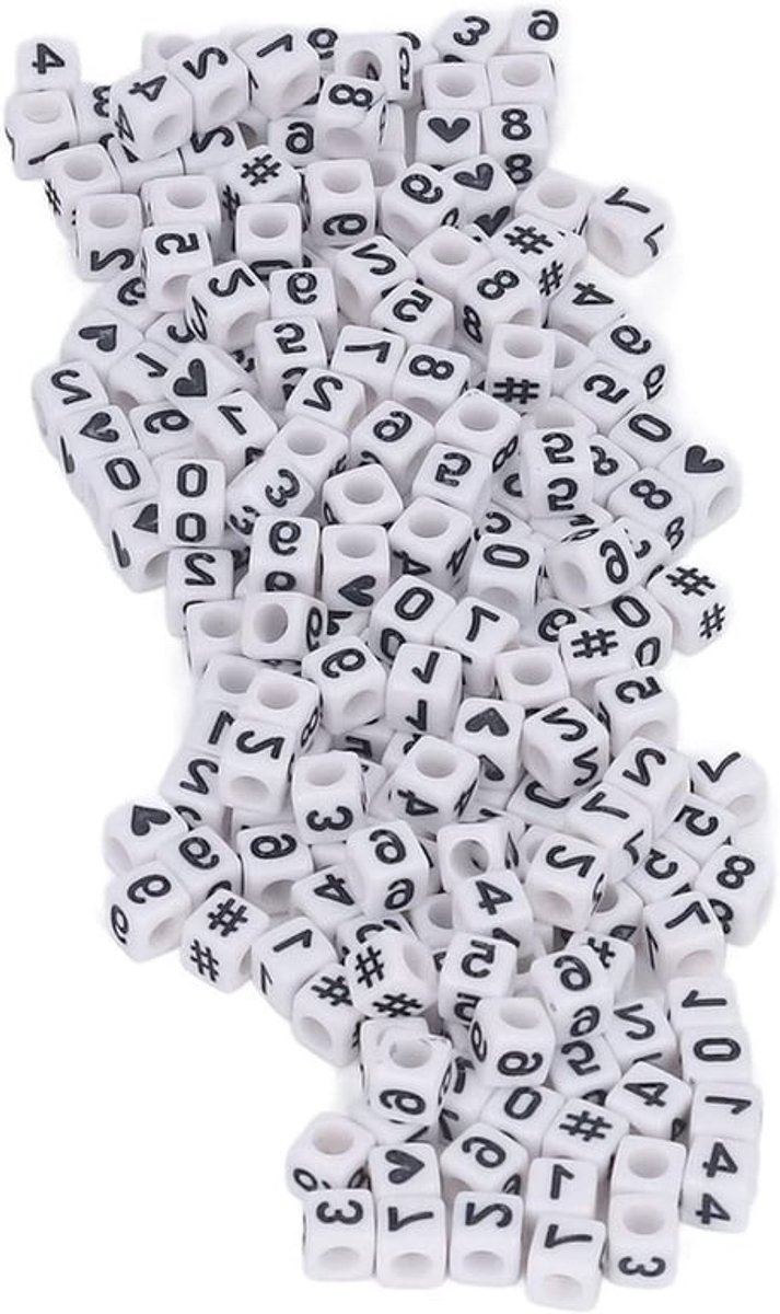 Witte Acryl Cijfers Kralen voor DIY Projecten - 300 Stuks Spacer Kralen voor Armbanden, Kettingen en Sleutelhangers, 7x7mm