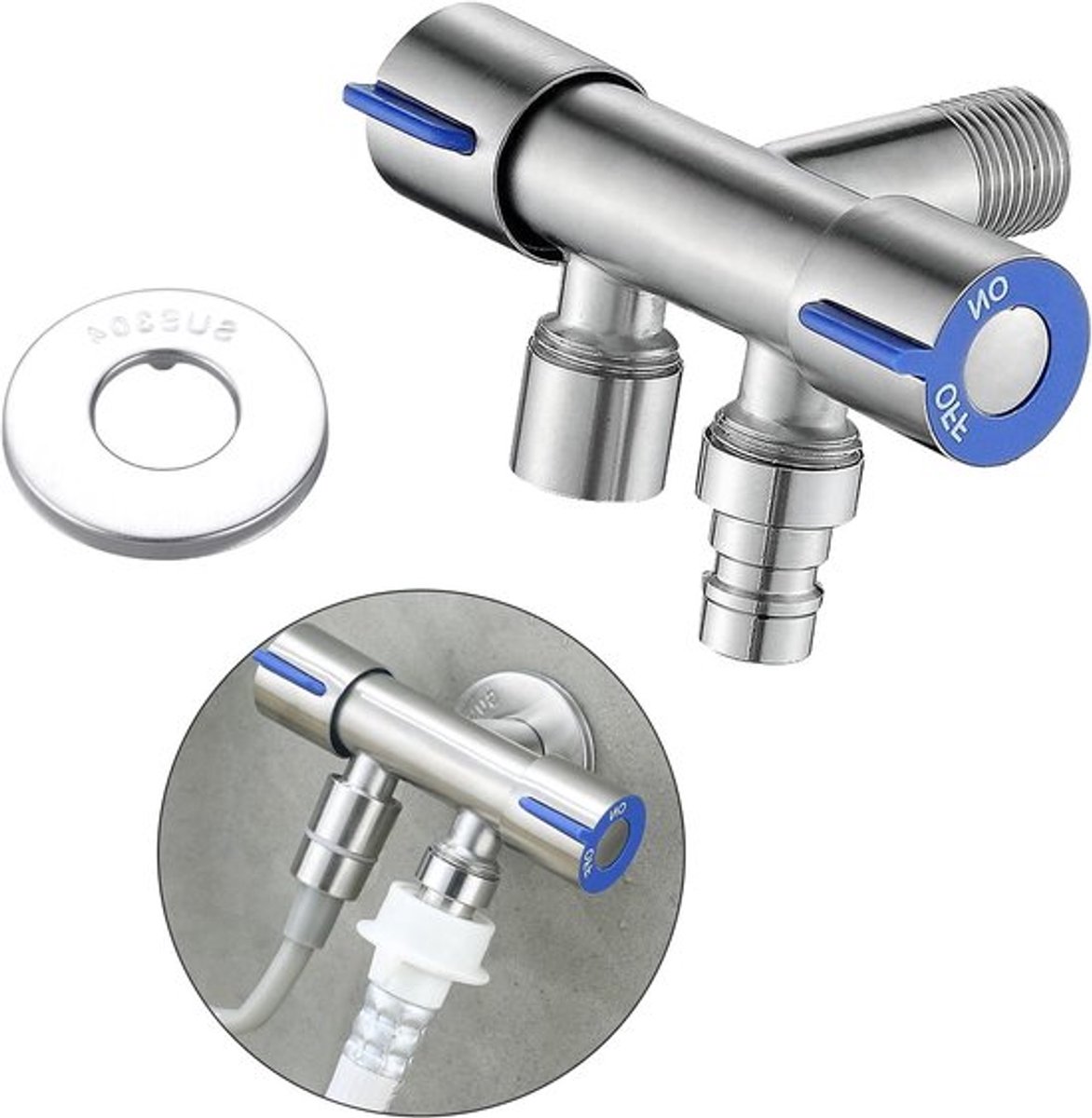 Hoge Kwaliteit 2-Weg Tuinslang Splitter voor 1/2 Inch Slangen, Dubbele Controle voor Waterafvoer en Tuinieren, Ideaal voor Wasmachine en Tuin Gebruik