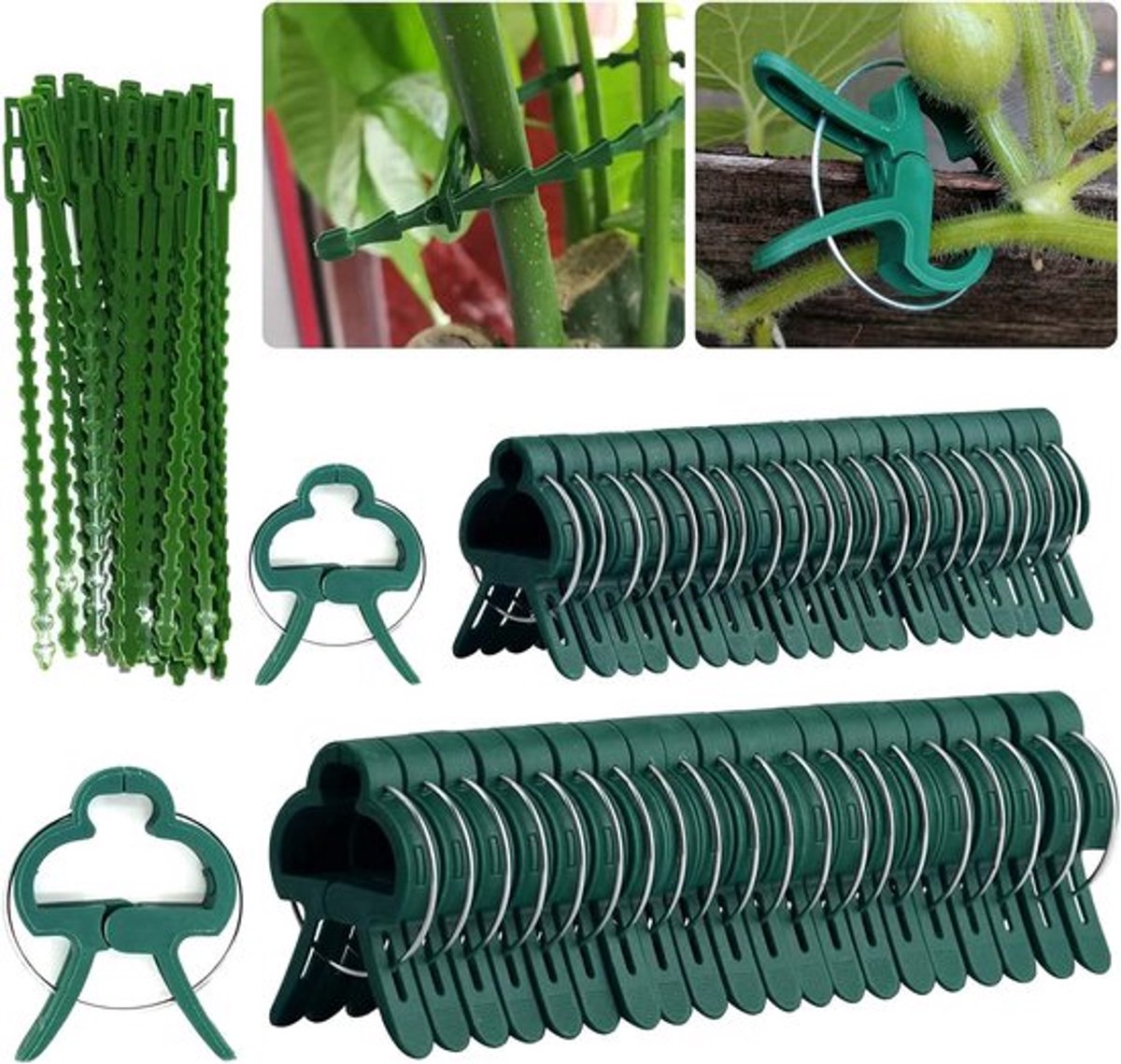 90 Stuks Plant Clips en Steunen, Verstelbare Tuinclips voor Planten, Bevestigingsclips voor Groene Huizen, Inclusief 30 Plant Touwen