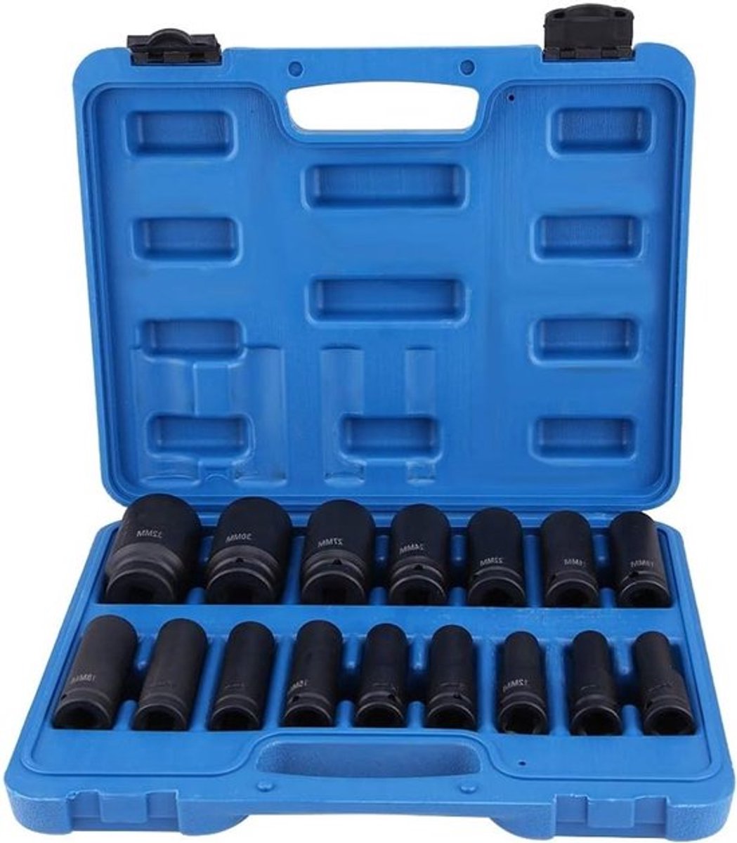 16-delige schokdopsleutelset met schroevendraaiers en moeren voor reparatie 10-32mm hex moeren - metrisch en duurzaam