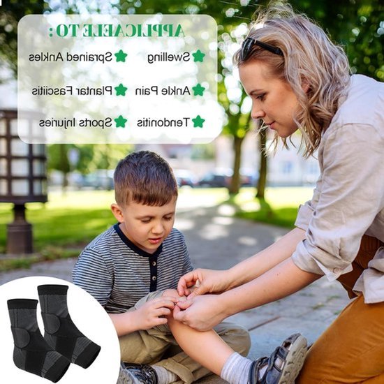 Professionele enkelbandages voor kinderen, unisex, zwart, voor EU schoenmaten 33-36, ideale ondersteuning en stabiliteit — afbeelding 3