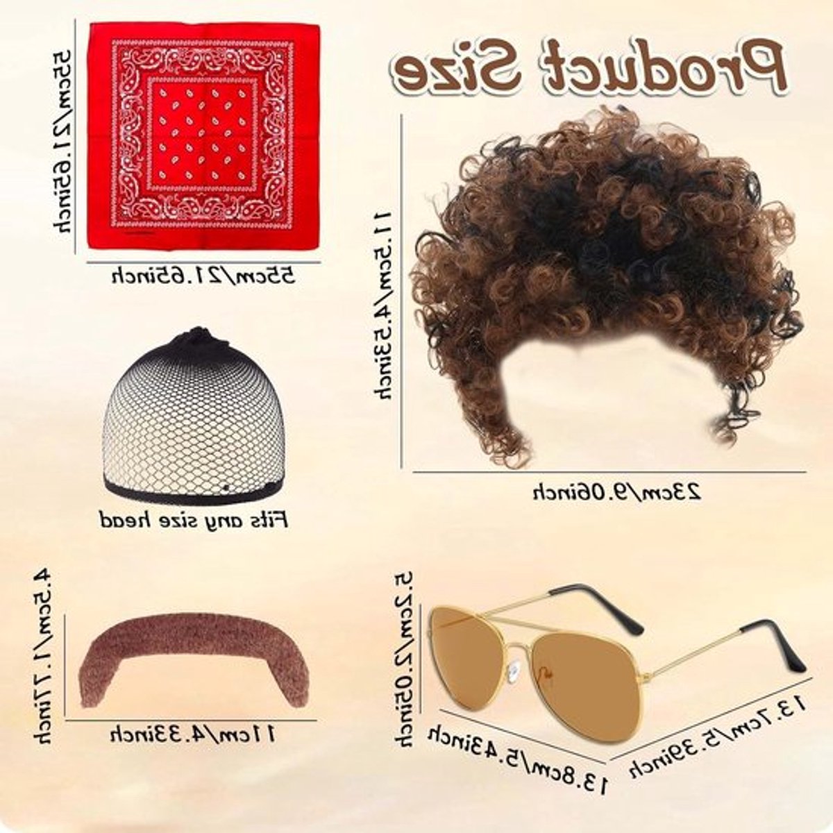 Afro Peruk voor Mannen en Vrouwen - 70s en 80s Kostuum voor Carnaval, Disco, Halloween en Themapartijen met Accessoires
