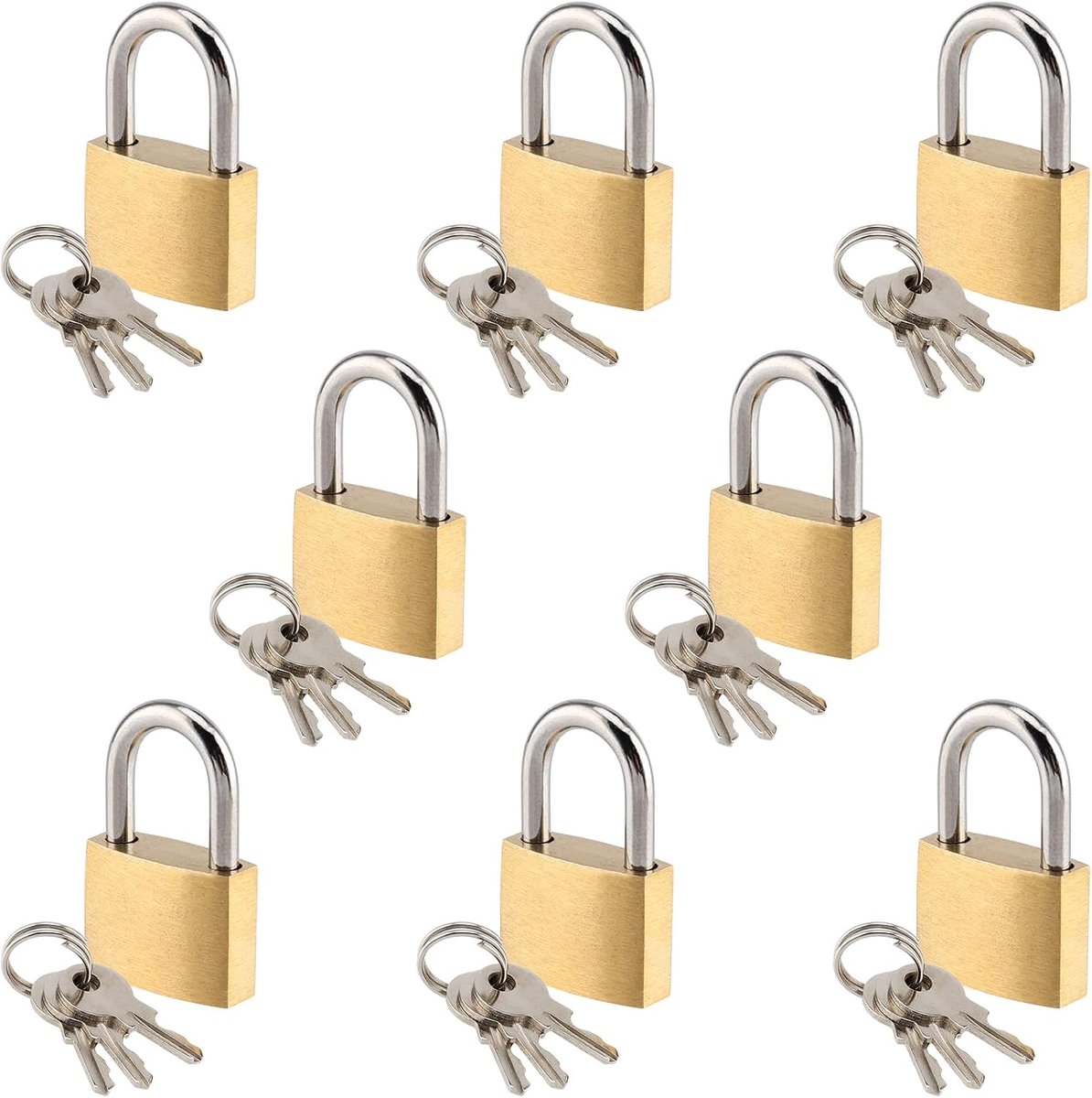 SnelShoppen - Pack van 8 Mini Hangsloten, Koffer Slot met Sleutel, Kleine Lock voor Reiskoffers, Bagage Slot, Multifunctioneel voor Reis, Lockers, Tui