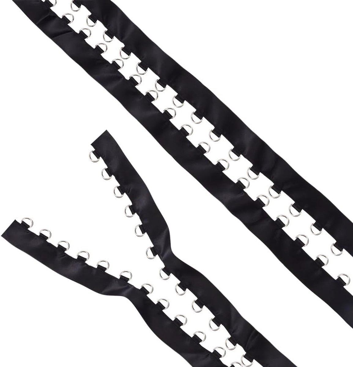 SnelShoppen - 4 Yards/3.65m Zwart Grommet Trim met D-Ringen (6x10mm) - 24mm/0.94inch Eyelet Band voor Naaiwerk, Corset, Shirt, Jurk, Rok, Jas