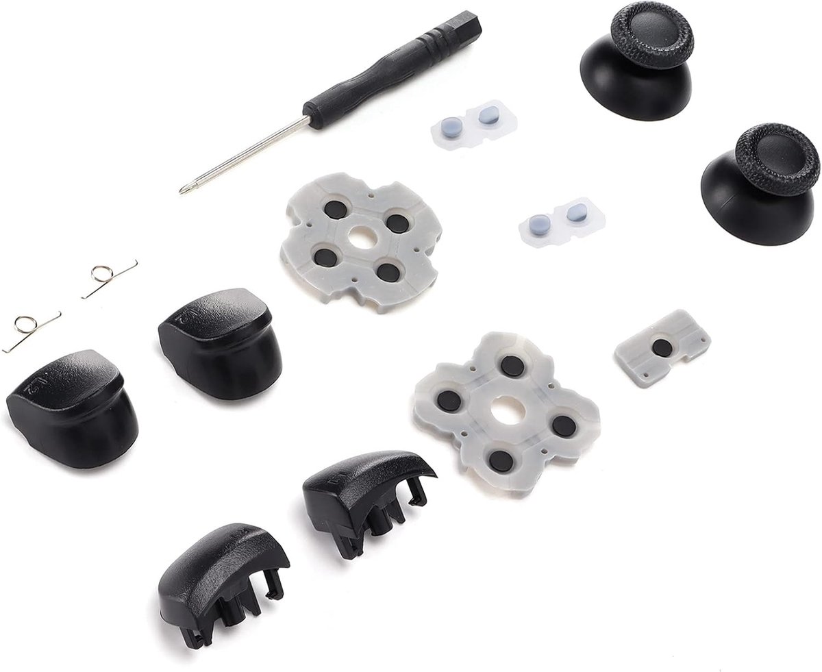 SnelShoppen - Lacement Knoppen voor PS5 Controller, Vervangingsset voor PS5 Handgreep, Conductieve Rubber Pad, 3D Plastic Rocker, L12 Vervangingsknopp