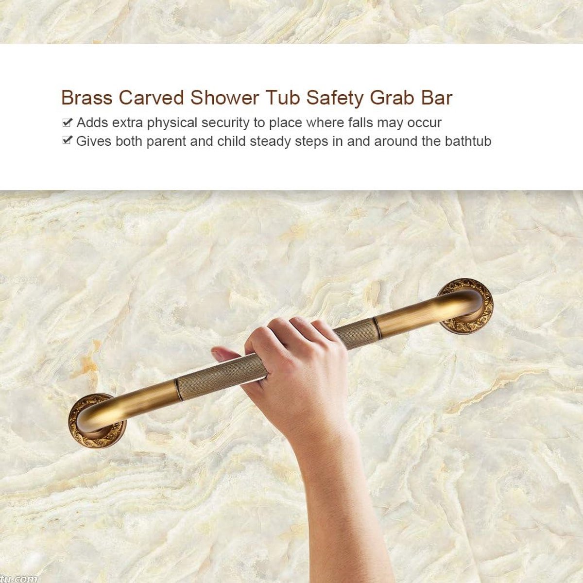 SnelShoppen - Veiligheidsbeugel Badkamer - Gebogen RVS Antiek Stijl - Wandbevestiging - Douche Handgreep - Multifunctionele Badkamer Accessoires - Roe