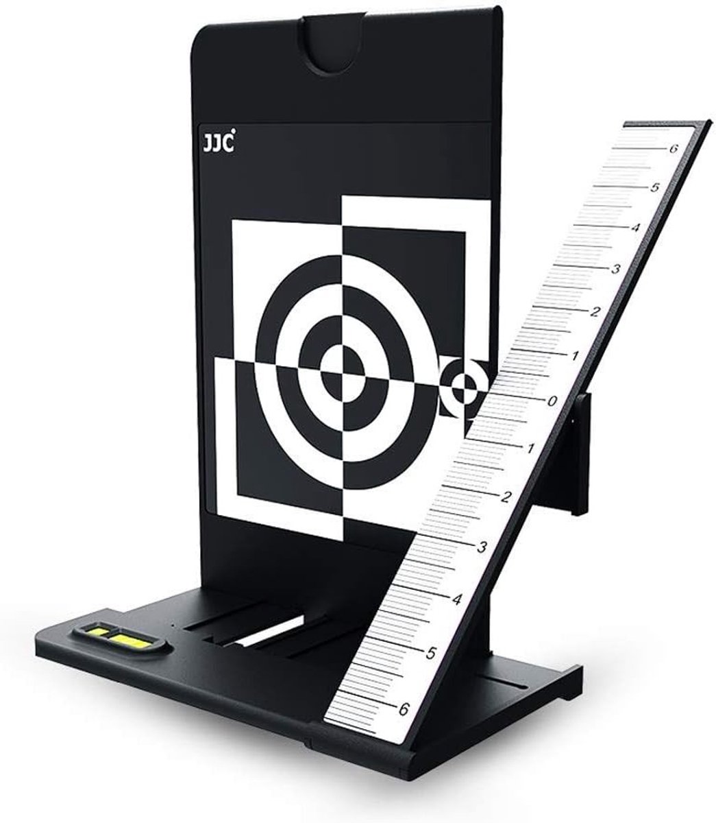 Professionele 2-in-1 lens focus calibratietool met balanskaart voor camera's zoals Canon, Nikon en Sony