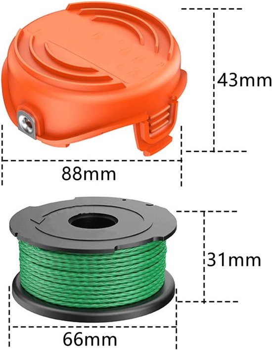 Vervangende trimmerspoel - Geschikt voor Black & Decker GL7033, GL8033 en GL9035 trimmers (model A6486) - Diameter 2,0 mm, lengte 6,1 m (5 spoelen + 1 kap) — afbeelding 5