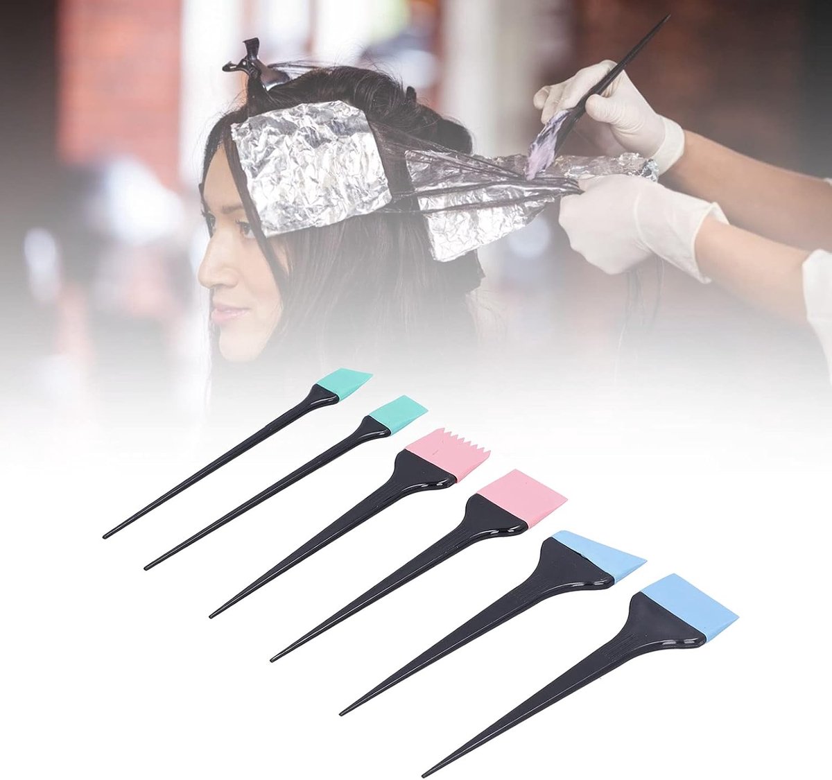 SnelShoppen - Salon Verfkwast Set 6 Stuks Siliconen Haarverfkwasten Kleurkwasten Thuis en Kapsalon Gebruik Haarbehandelingen Verfset