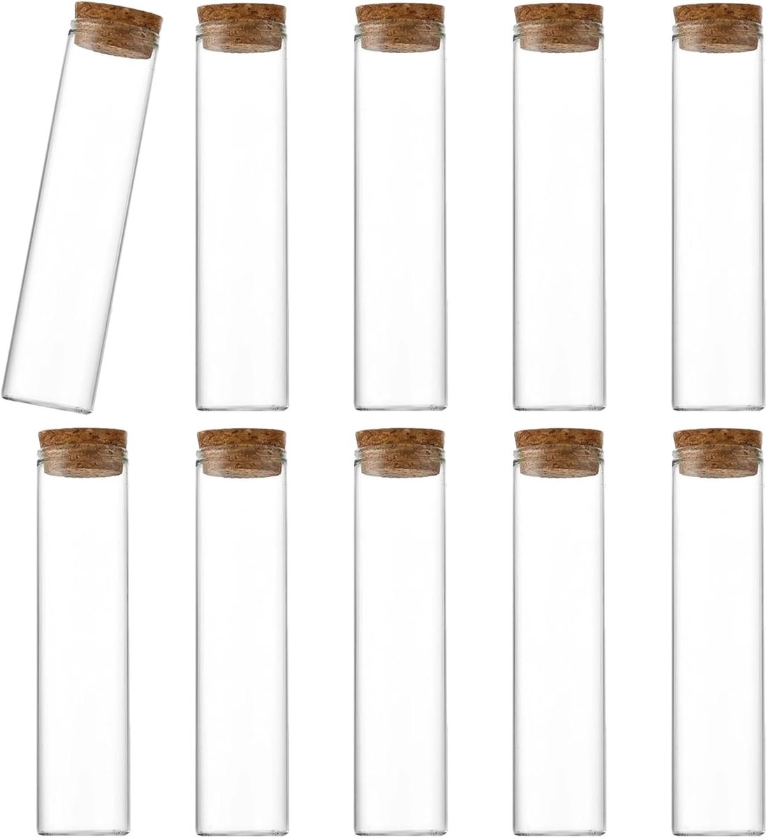 SnelShoppen - Lege Heldere Navulbare Glazen Proefbuizen met Kurk Stopper, Miniatuur Flesjes, Laboratorium Flesjes Geschikt voor Snoep, Specerijen, Kra