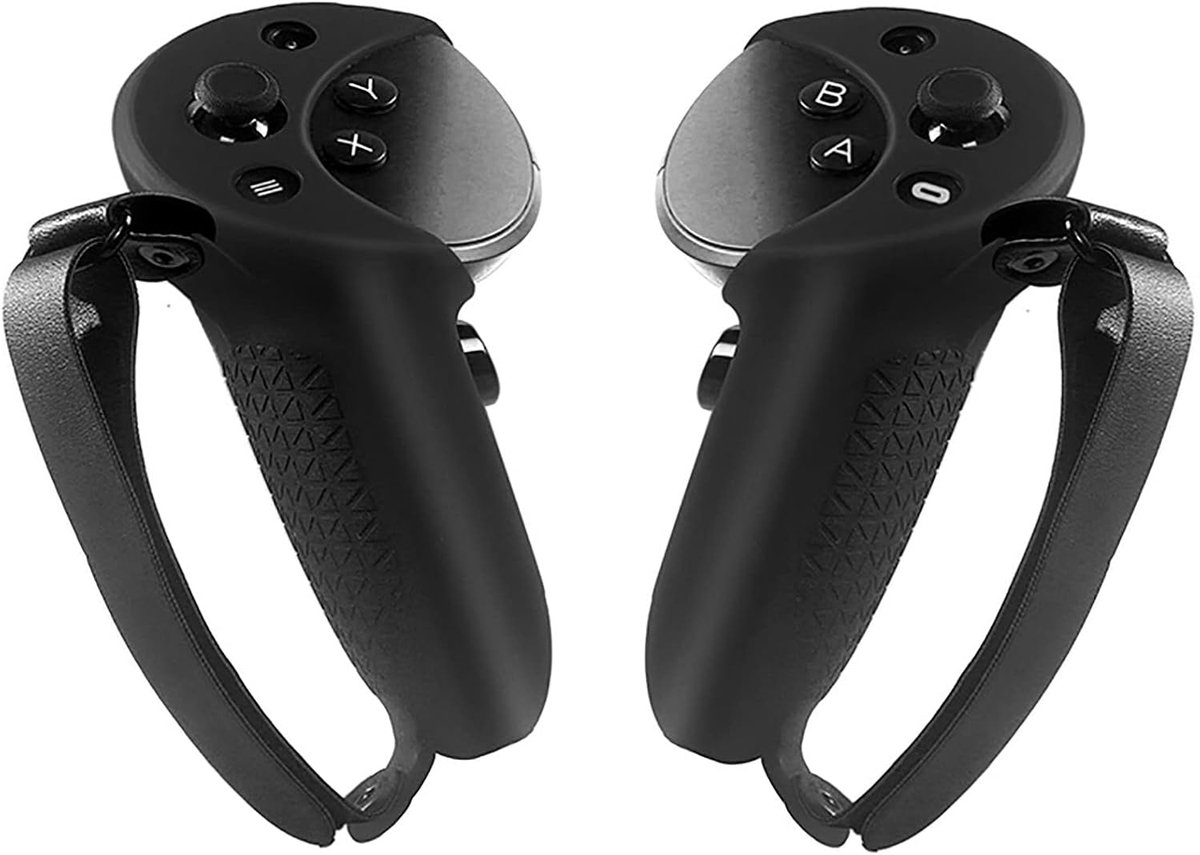 SnelShoppen - Handle Grip Cover Silicone Beschermhoes voor Meta Quest Pro VR Game Controllers met Verstelbare Handriem Zwart