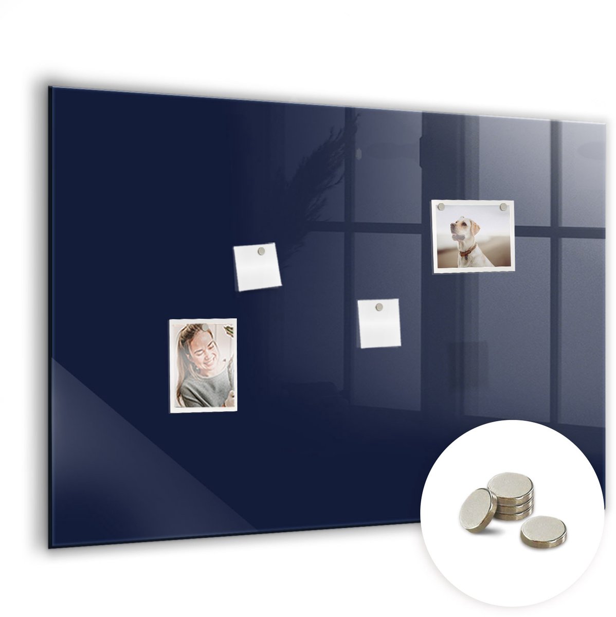Coloray Glazen Magneetbord - Magnetisch Bord Bruine kleur - 100x70 cm - Donker marineblauw Magneetbord - Magnetic Board - Glazen Magneetbord