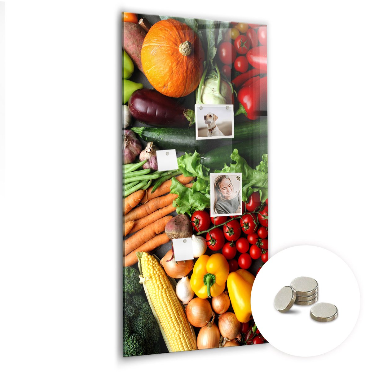 Coloray Glazen Magneetbord - Magnetisch Bord Kleurrijke houten kubussen - 60x120 cm - Veelkleurig Magneetbord - Magnetic Board - Glazen Magneetbord