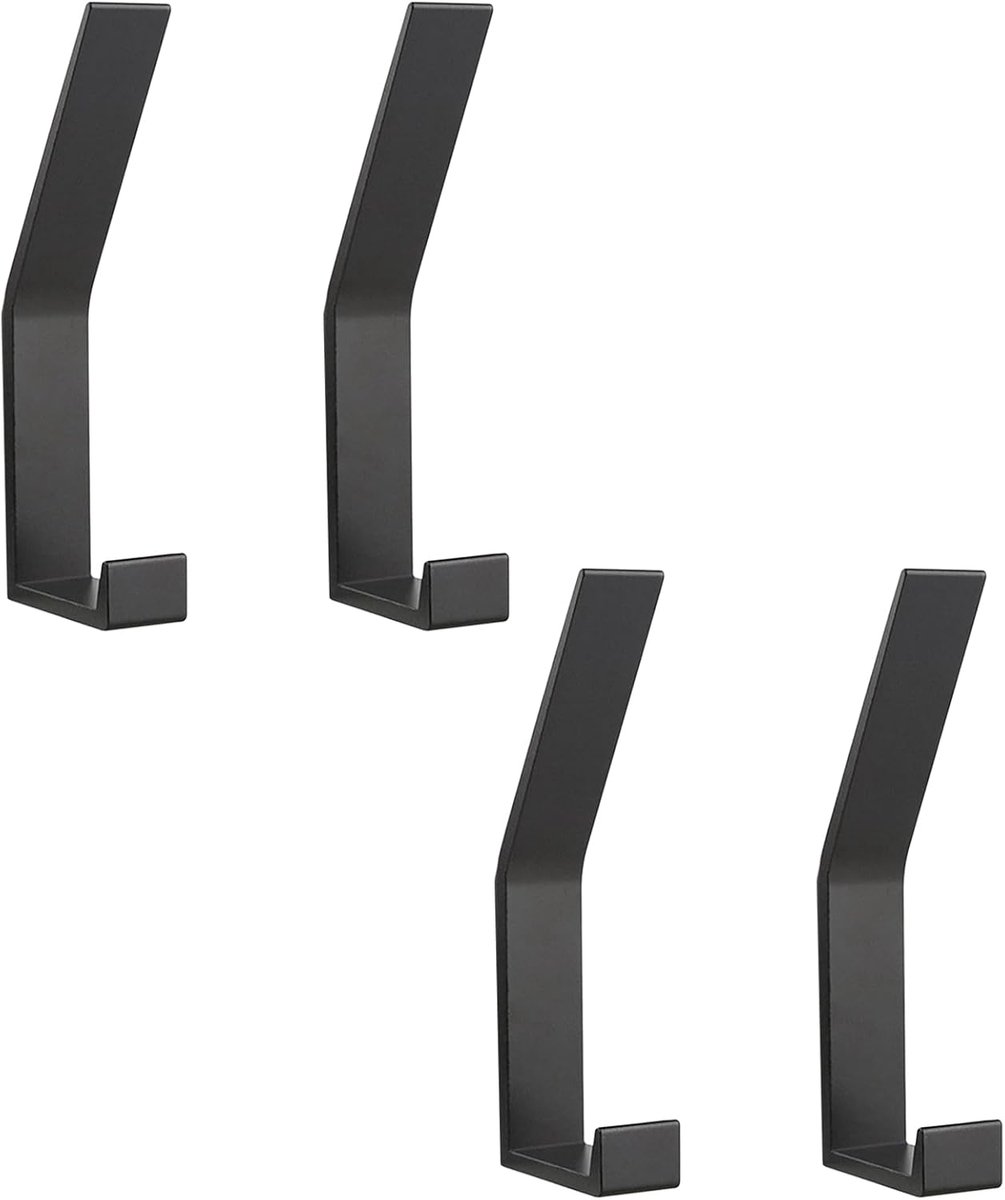 SnelShoppen - 4 Stuks Zwarte Wandhaken, Handdoekhaken, Zware Wandhaken voor Kleding en Handdoeken, Aluminium Legering, Duurzaam en Roestvrij, Ideaal v