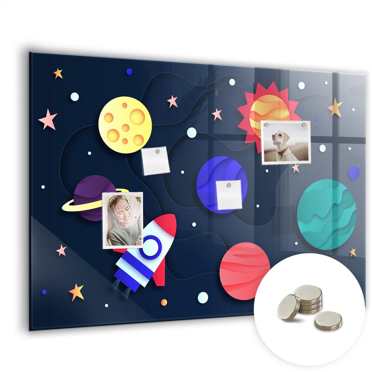 Coloray Glazen Magneetbord - Magnetisch Bord Zonnebloem - 100x70 cm - Veelkleurig Magneetbord - Magnetic Board - Woonkamer Decoratie