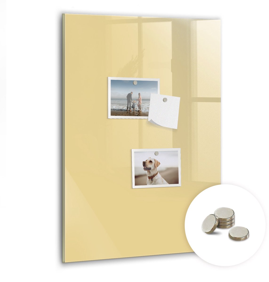 Coloray Glazen Magneetbord - Magnetisch Bord Houtstructuur - 40x60 cm - Romig Magneetbord - Magnetic Board - Woonkamer Decoratie