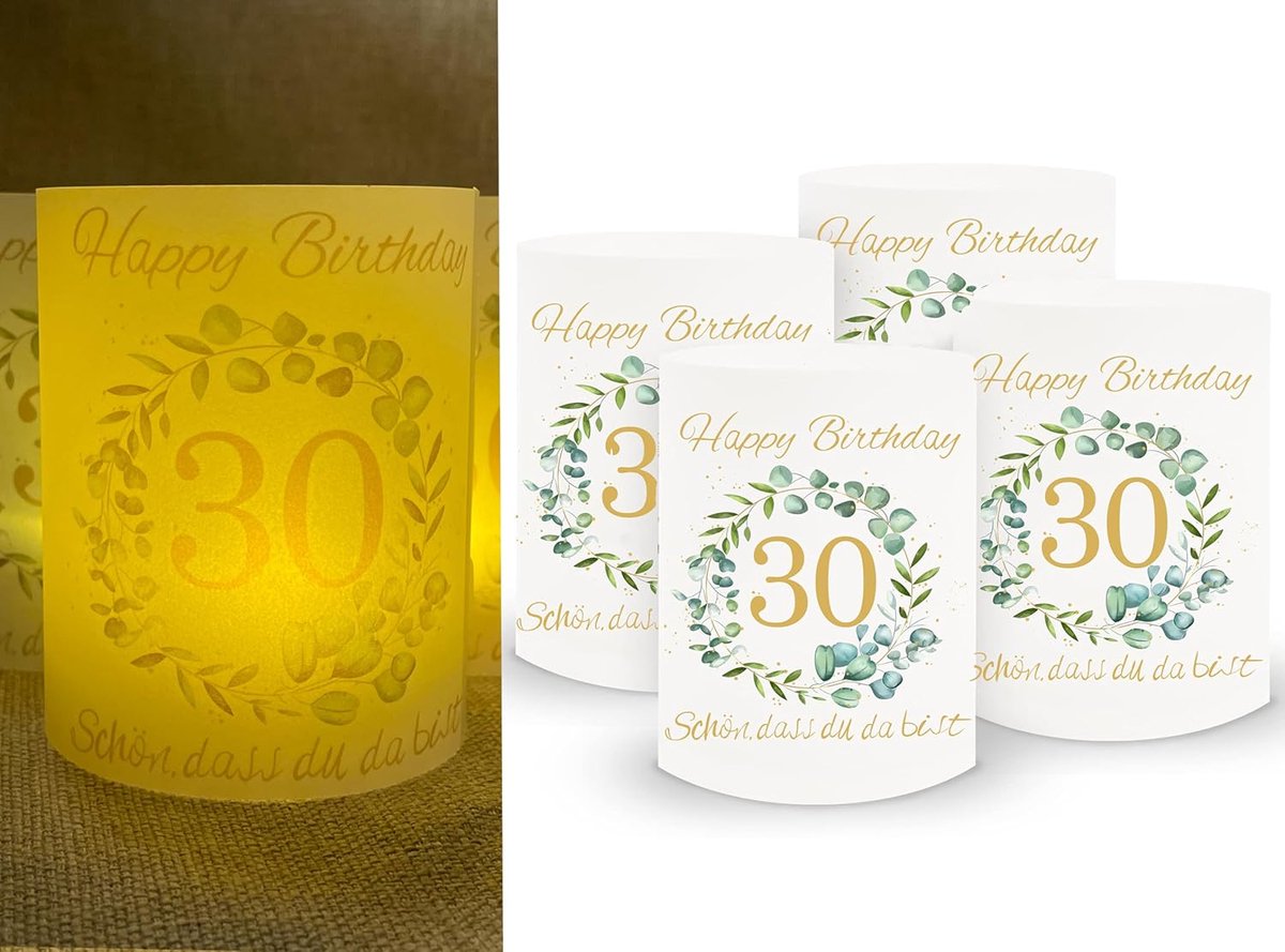 SnelShoppen - 30e Verjaardag Decoratie - 16 Stuks Lichten Covers voor Tafellicht & Teelicht Windlicht & Kaarsen | 30e Verjaardag Vrouwen Mannen | Prac