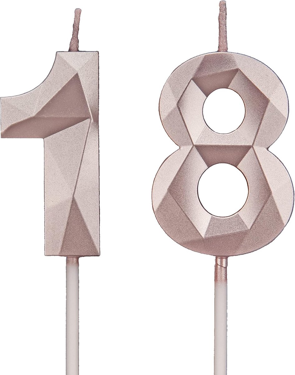 Verjaardagskaarsen Cijfers - Taartkaarsen Decoratie - Feestelijke Vieringen - Metalen Stijl Design - 11.5 cm - Roségoud