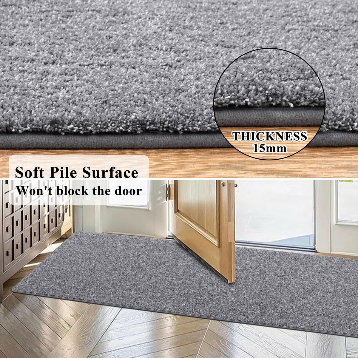 SnelShoppen - Hallway Runners Grijs 60 x 180 cm, Antislip Loper, Super Absorberend Keuken Tapijt, Wasbaar Vloerloper voor Entree en Wasruimte