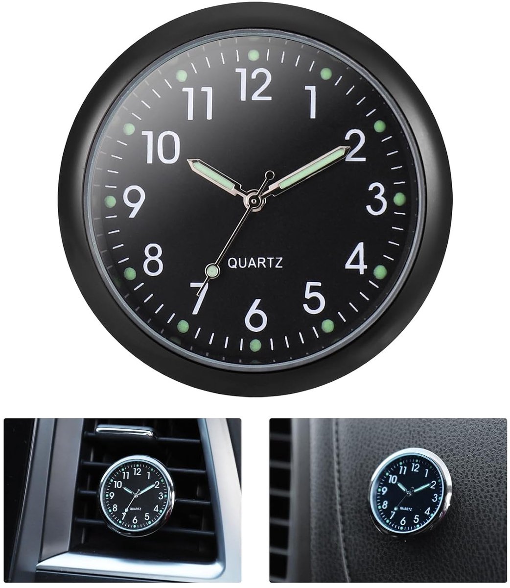 SnelShoppen - JIZZU Auto Klok - Mini Voertuig Dashboard Quartz Analoge Klok met Luchtventilatie Clip voor Interieur Decoratie - Kleine Wandklok Voor T