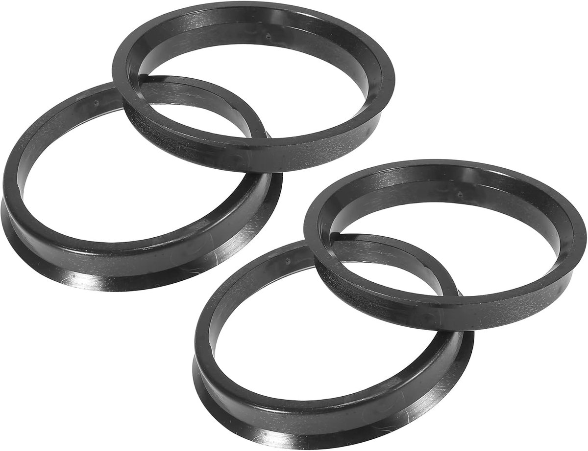 SnelShoppen - Set van 4 ABSOPRO Centrale Hub Ringen 57 mm naar 65 mm, Zwart, Plastic, Vervormingsbestendig, Voor Wielen, Auto Accessoires