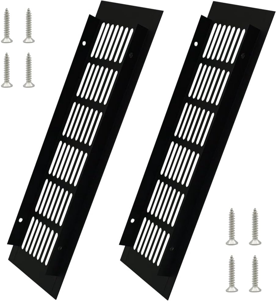 Ventilatierooster 300 x 80 mm - zwart aluminium legering - met schroeven - ideaal voor kasten en slaapkamers - SnelShoppen