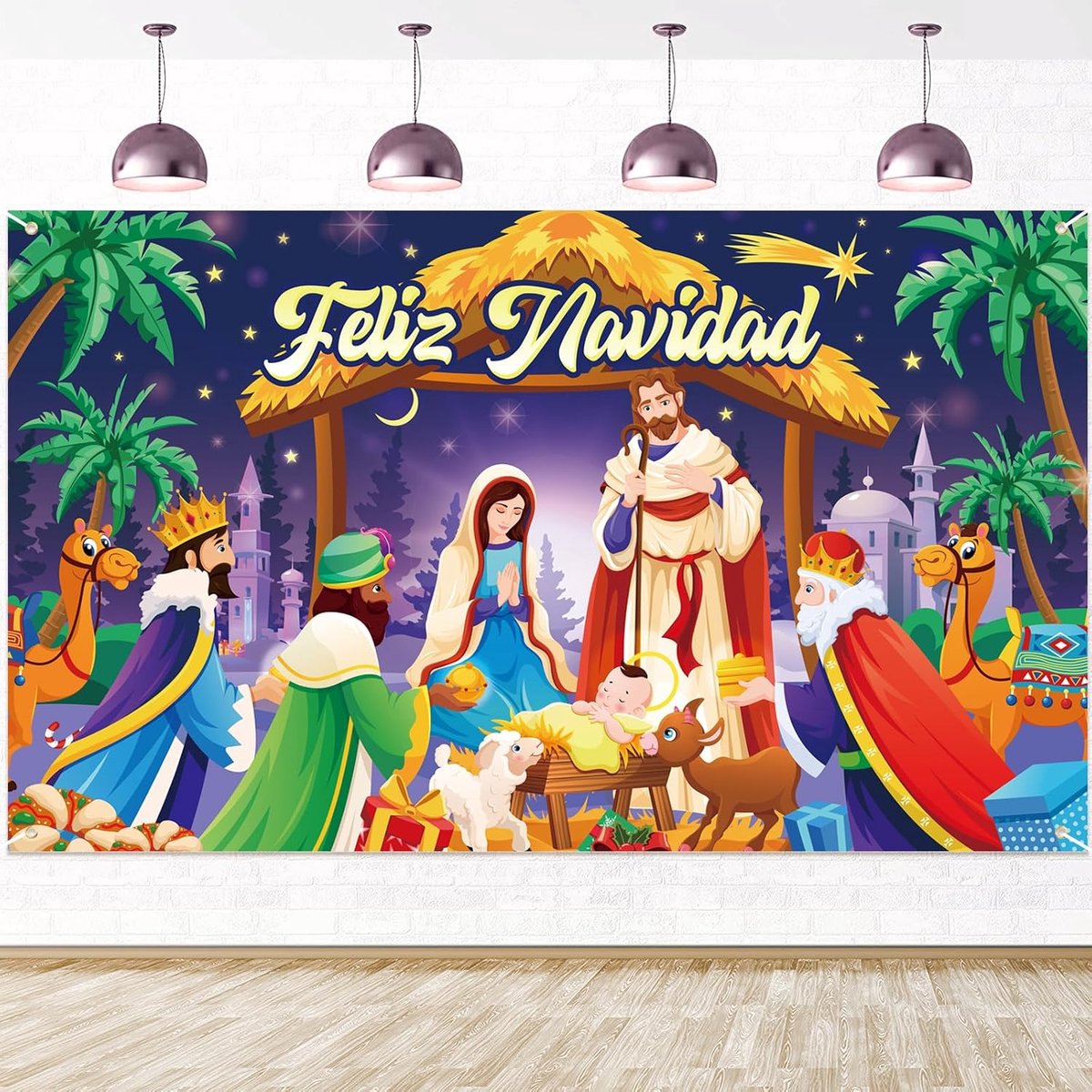 SnelShoppen - Grote Feliz Navidad Pancarta Decoratie voor Kerst, 185 x 110 cm, Perfect voor Binnen en Buiten, Feestelijke Versiering voor Reyes Magos