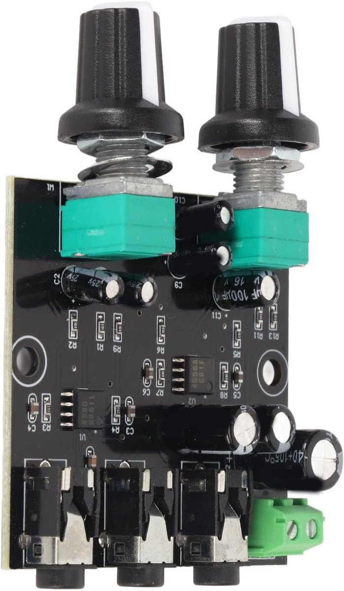 SnelShoppen - Stereo Geluidsmixbord Module met 3.5mm Aansluiting, DC 5-12V Universele 2-Kanaals Ingang en 1 Kanaal Uitgang Hoofdtelefoon Versterker