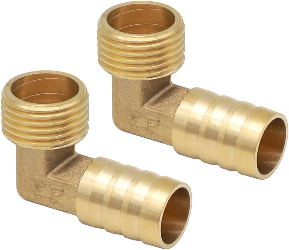 Hose barb koppeling 90 graden - 1/2 inch messing - L-vormige aansluiting - Geschikt voor water en lucht - ShopVlot