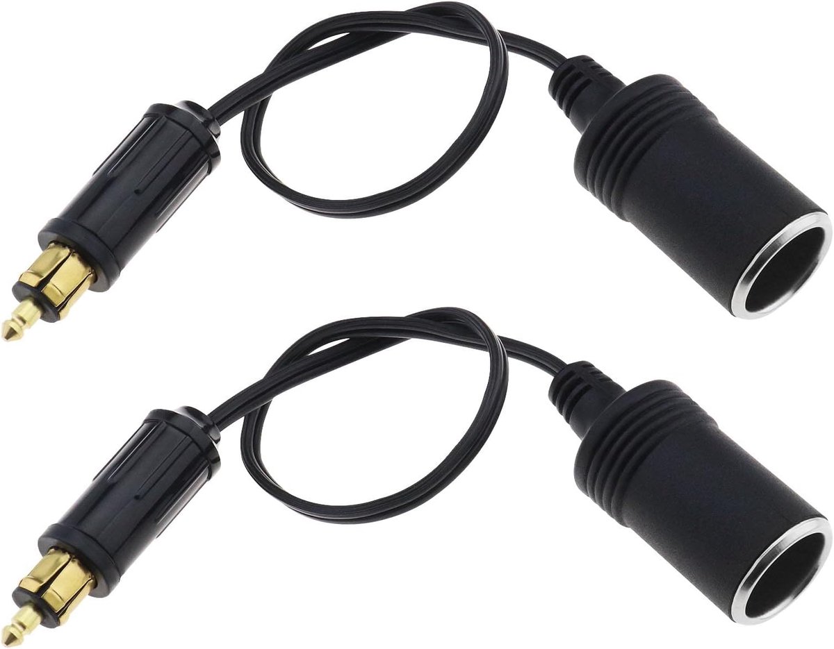 SnelShoppen - 2Pcs Europese Male DIN Stekker Sigarettenaansteker Adapter voor BMW Motorfietsen en Auto's - Opladen voor Telefoons, GPS, Auto Audio en