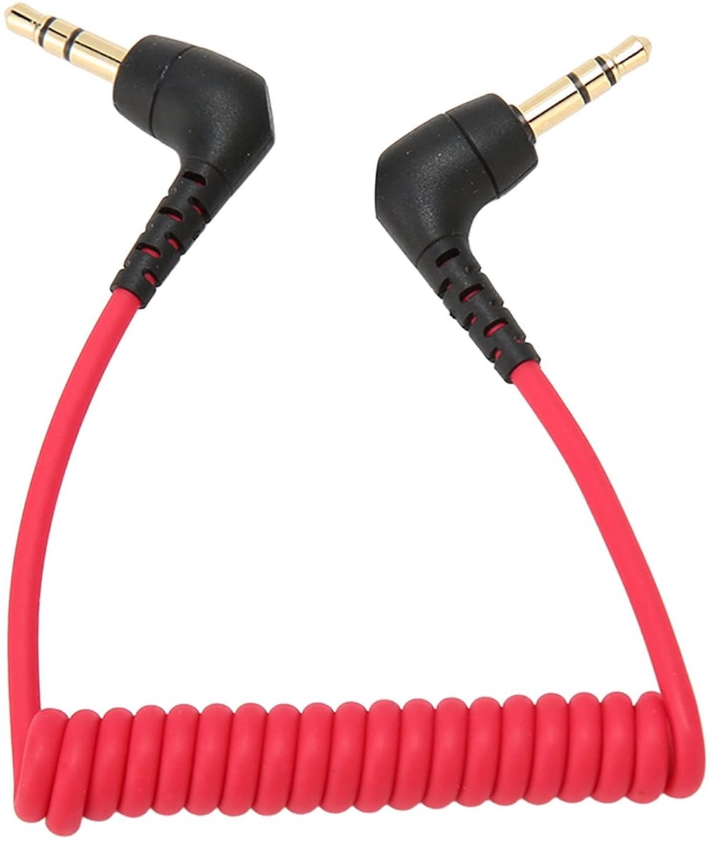 SnelShoppen - 3.5mm Audio Kabel - TRS Jack Mannelijk naar Mannelijk Microfoon Kabel - Stereo AUX Audio Krul Kabel tot 50cm - Ideaal voor Smartphones e