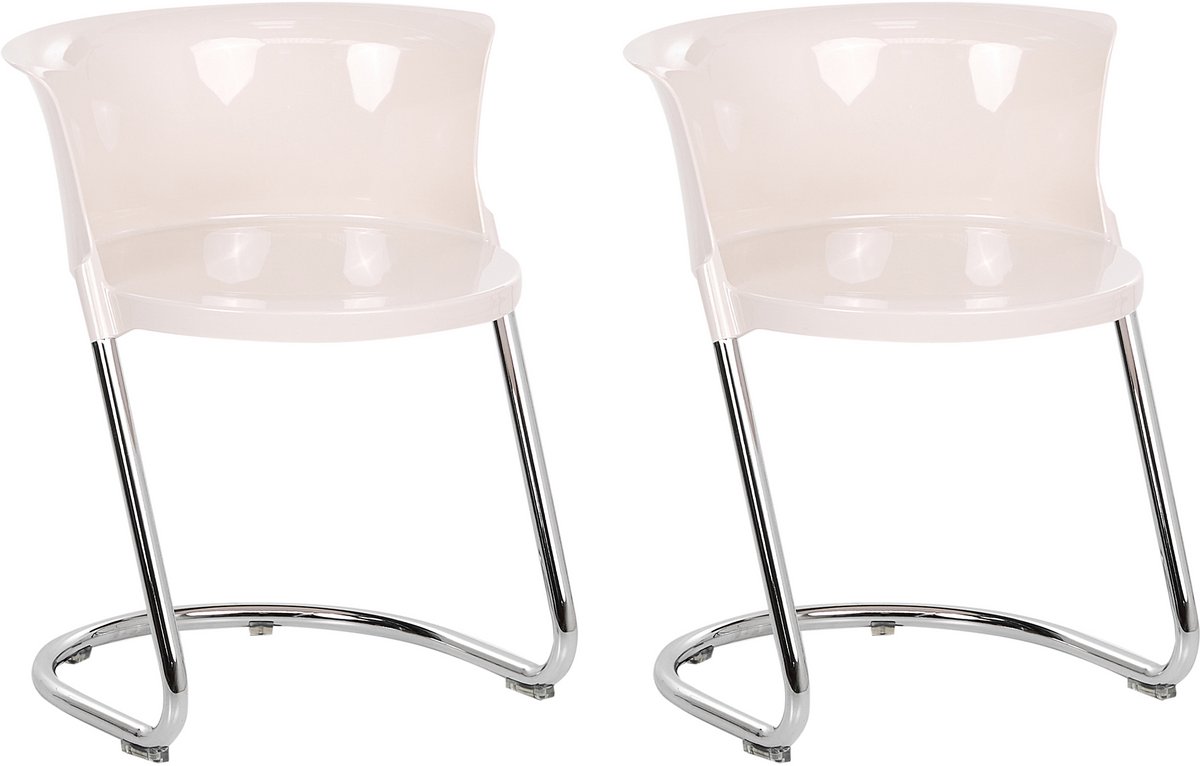 OSHKOSH - Set van 2 eetkamerstoelen - Gebroken wit - Synthetisch