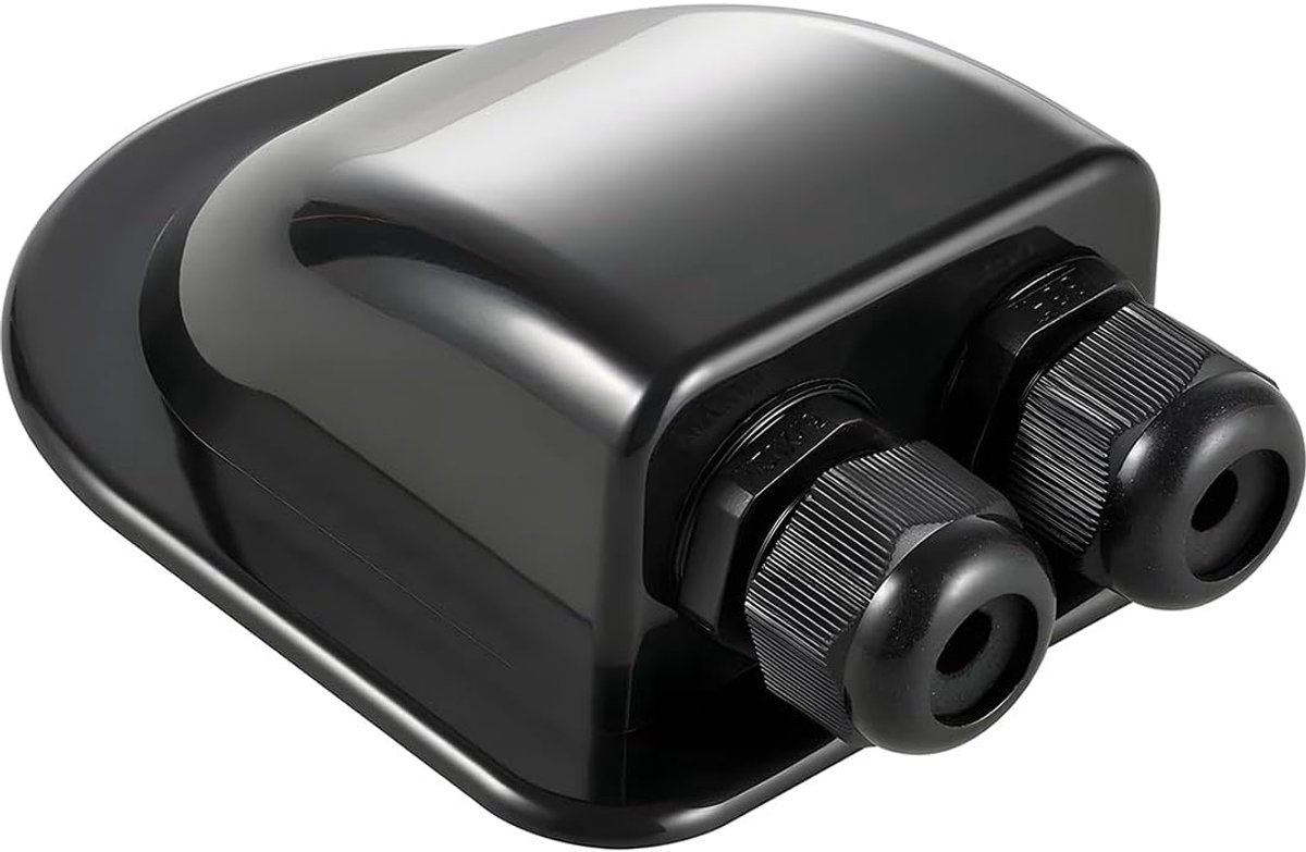 SnelShoppen - Dubbele Kabel Ingang Kabel ABS Zonnepaneel Kabel Toegang Waterdicht IP68 Voor Motorhome Caravan Boot Yacht Zwart