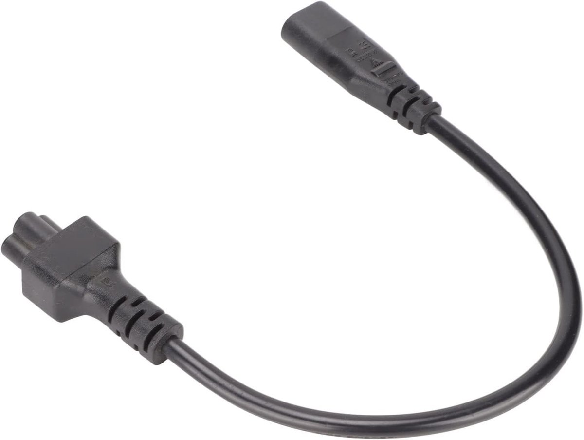 SnelShoppen - IEC320 C8 naar C5 Stroomkabel, 2.5A 250V Male naar Female Adapter, 30cm voor Thuiswerkplek en Kantoor