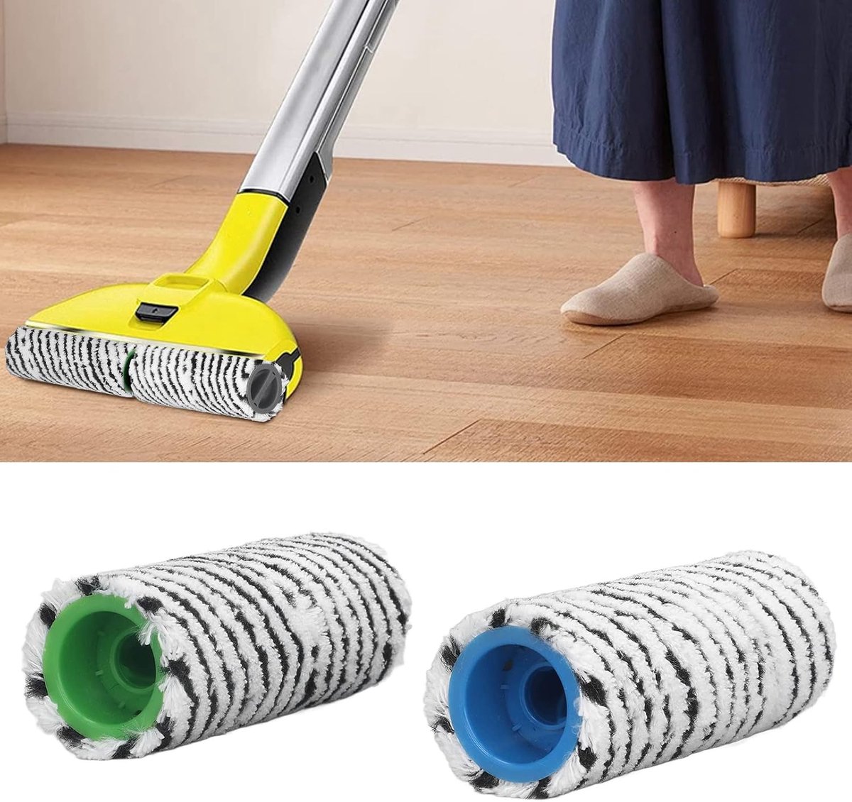 SnelShoppen - 2Pcs Microvezel Borstels voor Vloerreiniging - Vervangende Onderdelen voor FC3 FC3D FC5 FC5D FC7 - Zwart, Geschikt voor Droog en Nat Geb