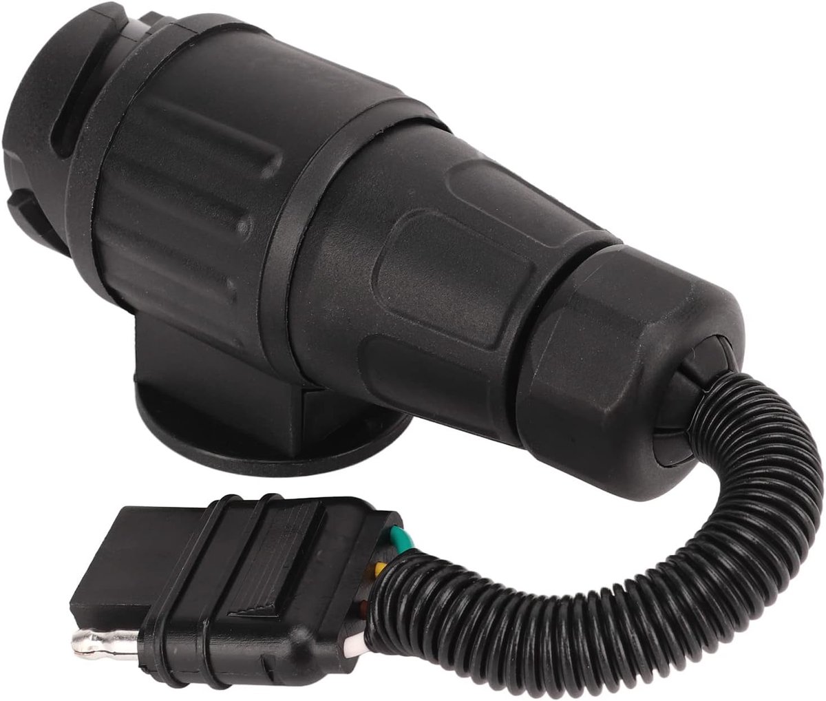 SnelShoppen - Aramox Trailer Connector, Trailer Plug Adapter EU 13 Weg Rond naar US 4 Weg Plat, Converter voor Caravan, Waterdicht, Lichtgewicht, ABS