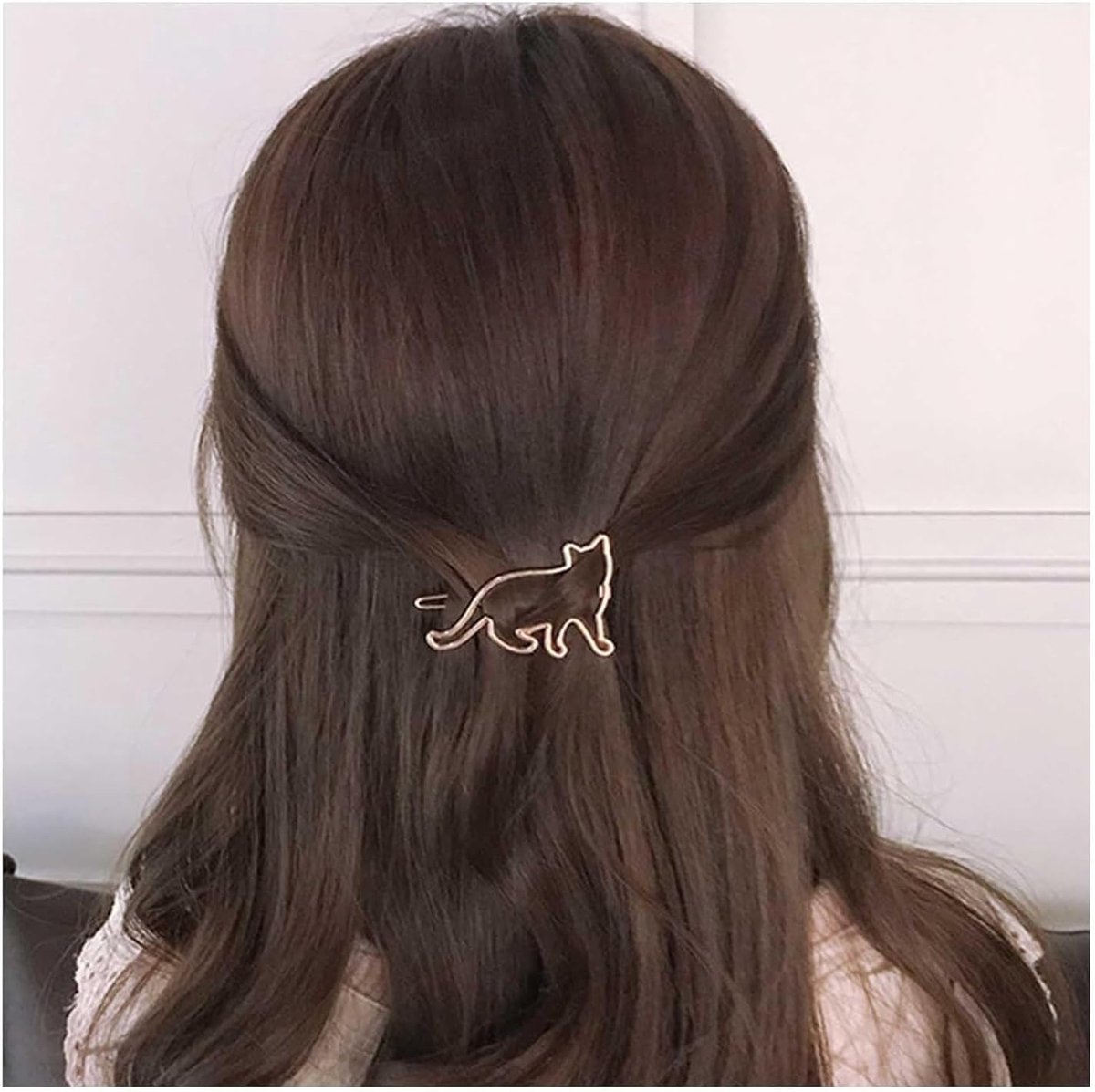 SnelShoppen - Vintage Kat Haarspeld voor Vrouwen, Gouden Holle Kat Haarspeld, Metalen Haarclips, Decoratieve Haaraccessoire voor Tieners en Meisjes, P