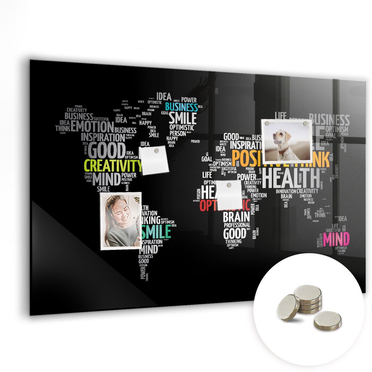 Coloray Glazen Magneetbord - Magnetisch Bord Rivier in het bos - 90x60 cm - Zwart Magneetbord - Magnetic Board - Woonkamer Decoratie