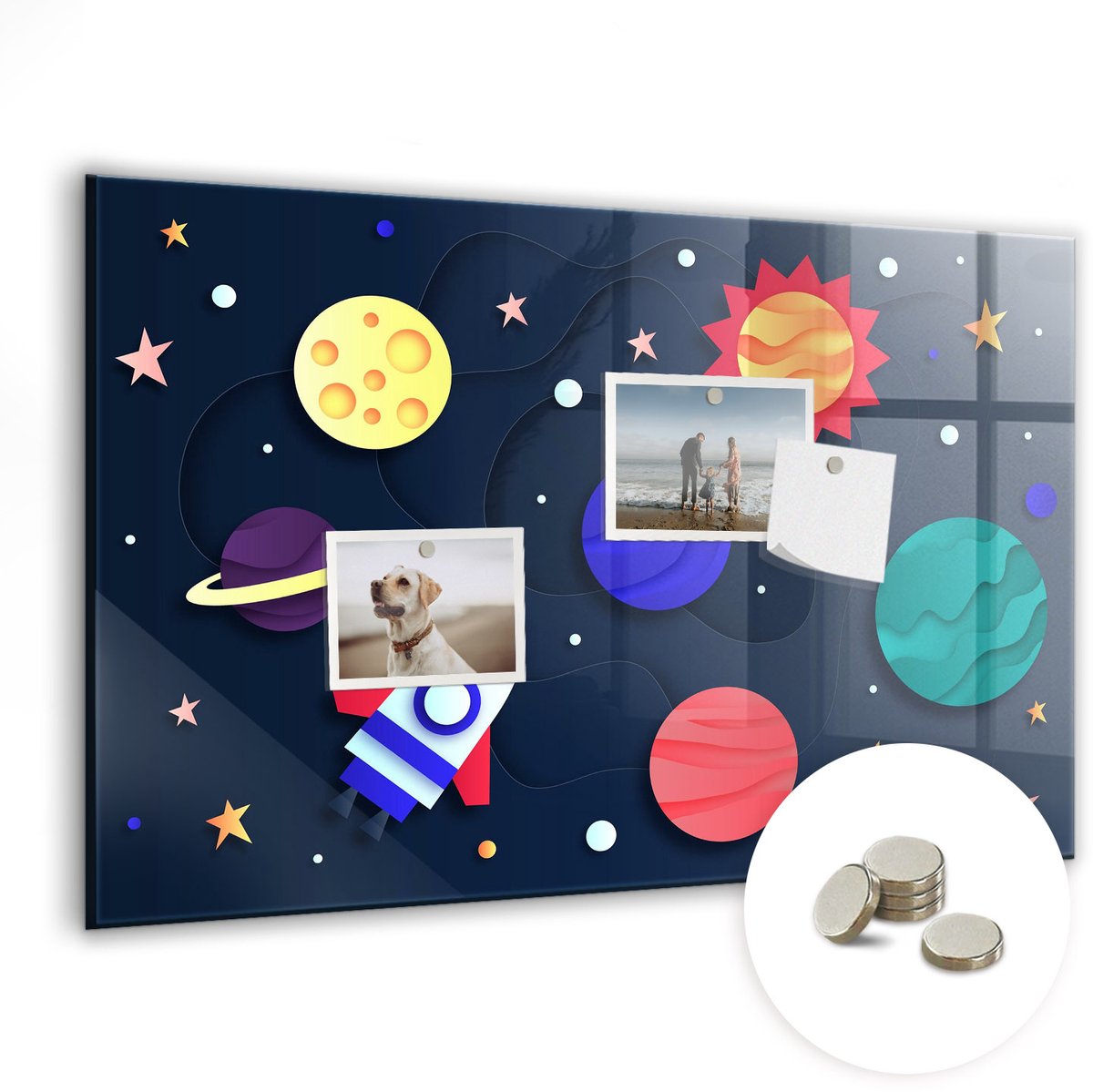 Coloray Glazen Magneetbord - Magnetisch Bord Kinderruimte - 60x40 cm - Veelkleurig Magneetbord - Magnetic Board - Kinderkamer Decoratie
