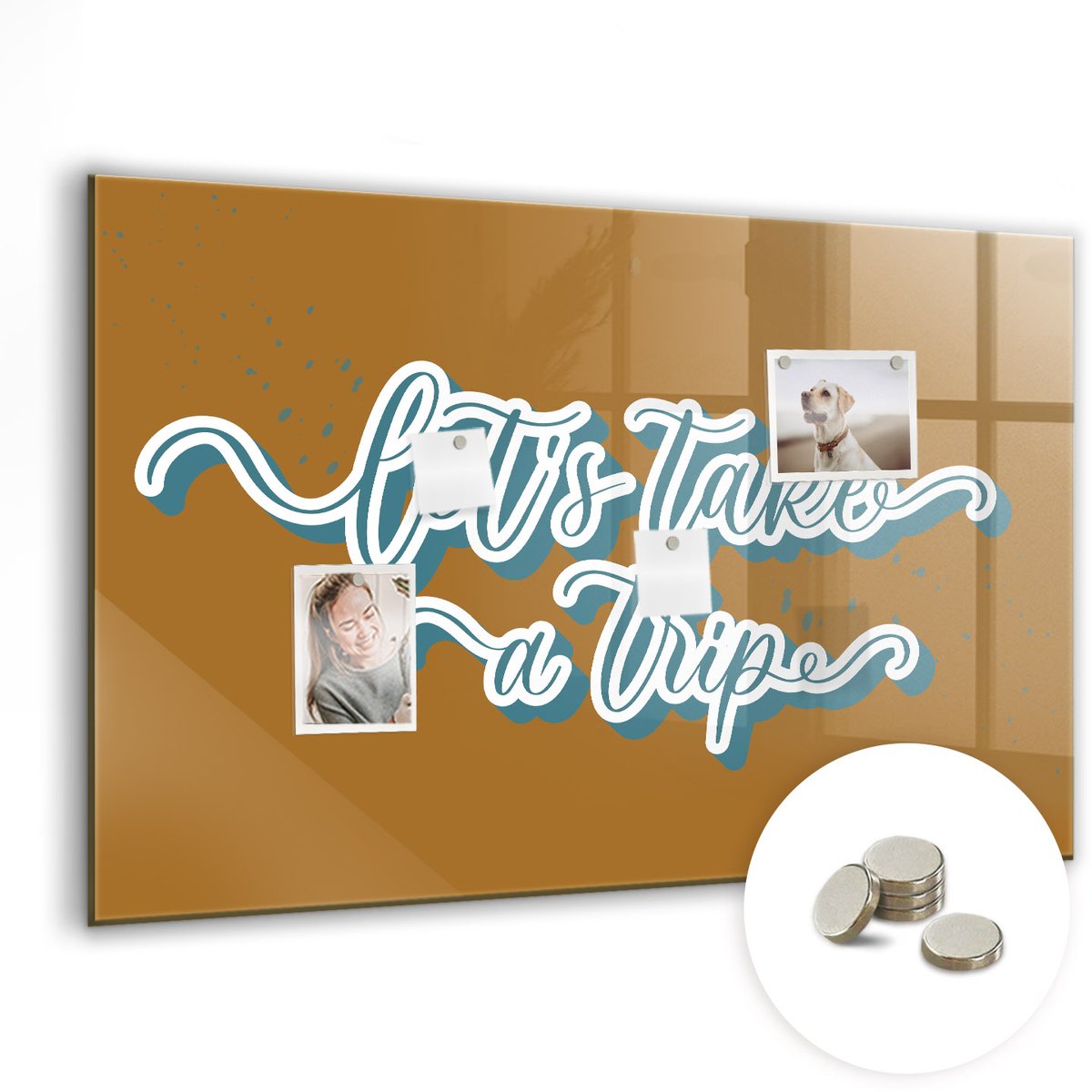 Coloray Glazen Magneetbord - Magnetisch Bord Een kopje koffie - 90x60 cm - Veelkleurig Magneetbord - Magnetic Board - Keuken Decoratie